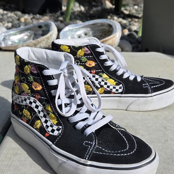 Vans Shoes - Vans Sk8-Hi Poppy Checkered Black Platform 2.0 Shoes W7